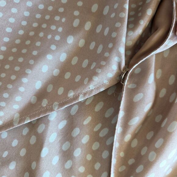 Lafayette 148 Silk Wrap Top Size 12P Petite Polka Dot Side Tie Beige White - Picture 5 of 8
